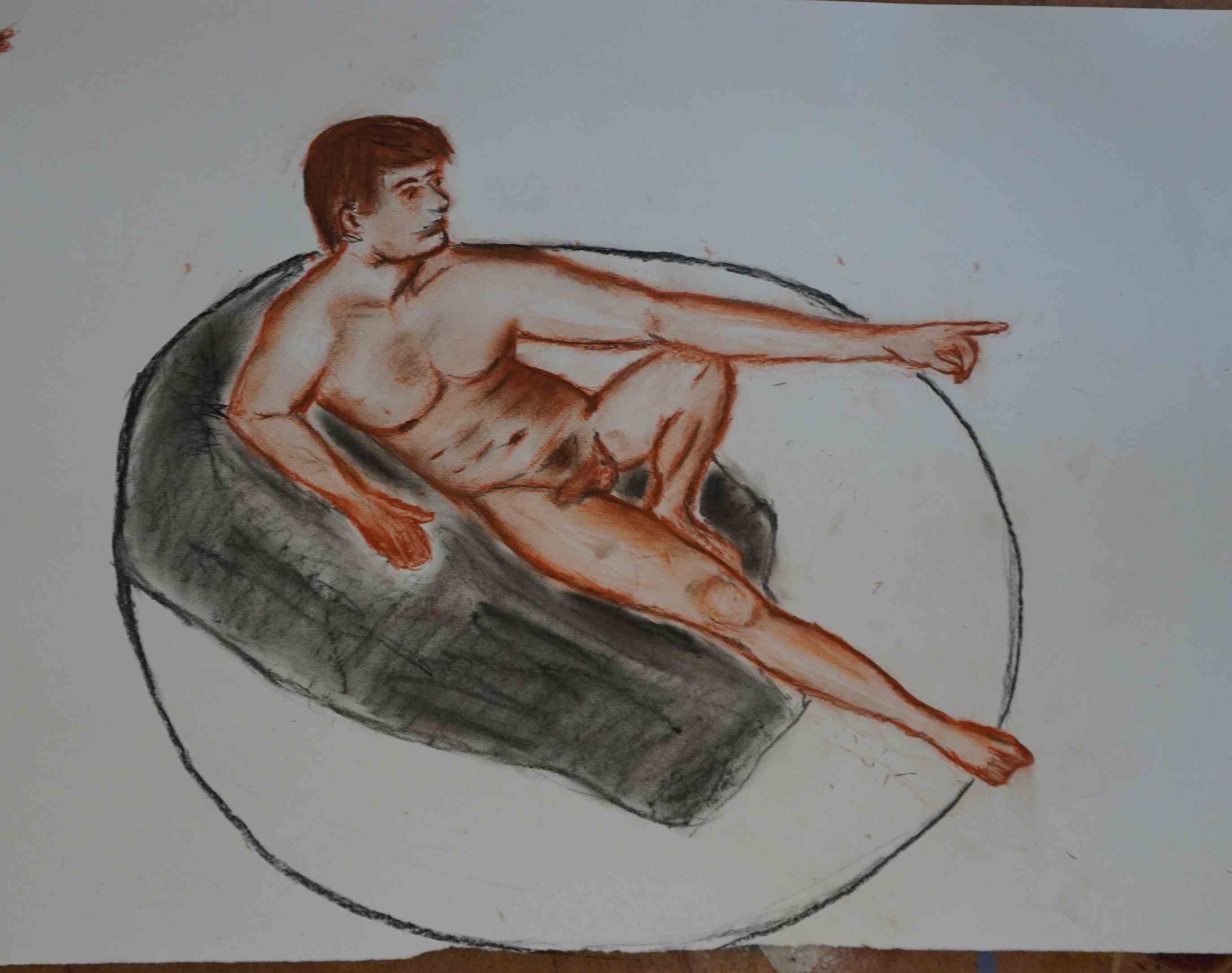 Carla's Sanguine Life Drawing artwork, Norwich Kimberley Bevan Workshop
