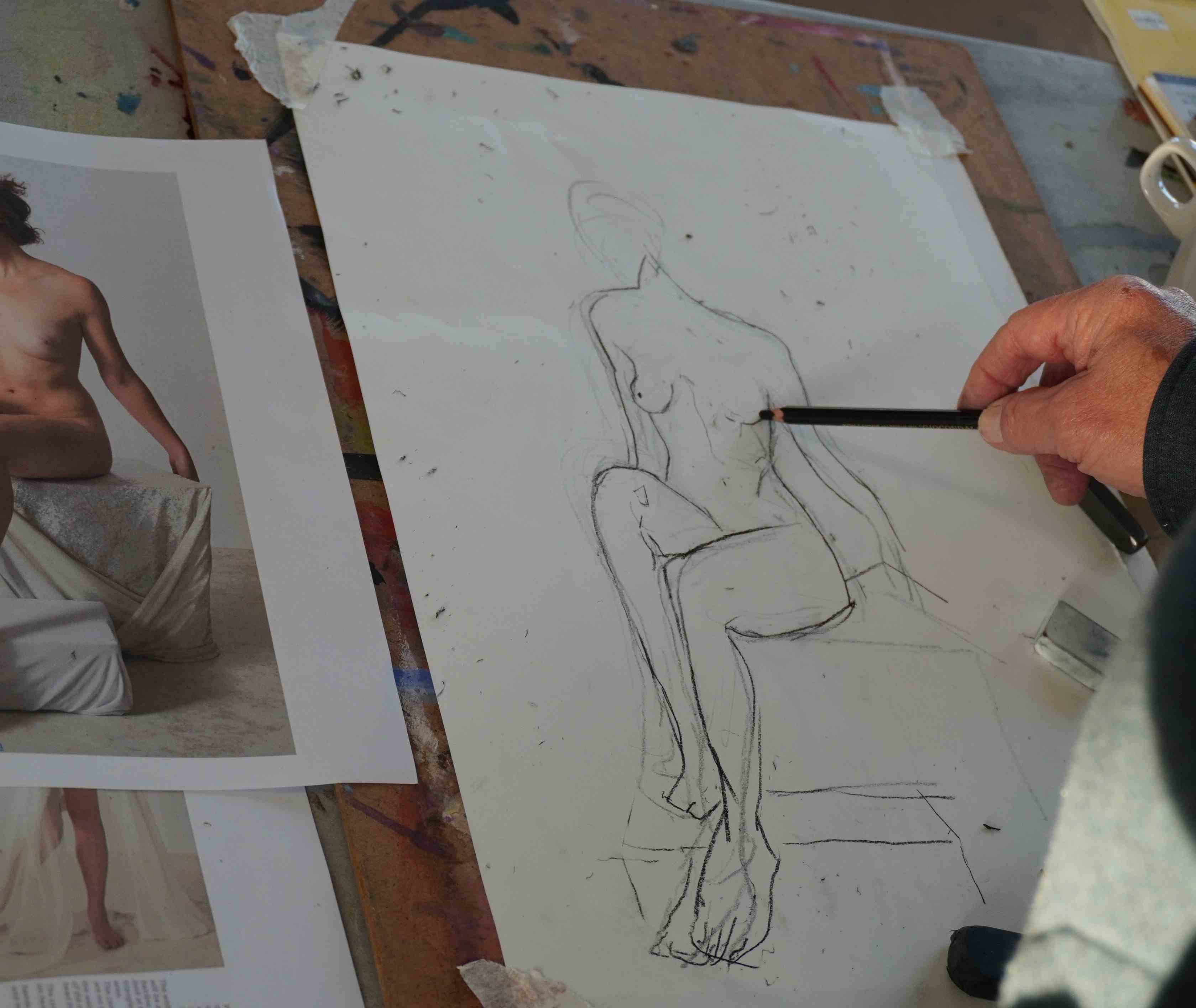 Studenst artwork from Life Drawing for beginners, Norwich.