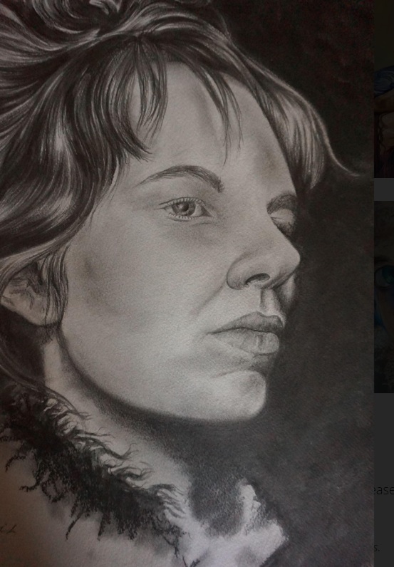 Self Portrait in pencil and graphite powder